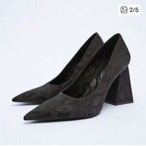 Zara Black Patterned Heels